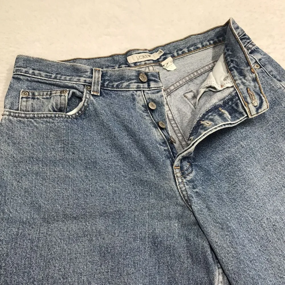 90s J CREW Jean Men 32x30 Acid Light Wash Relaxed fit Straight Leg USA Made